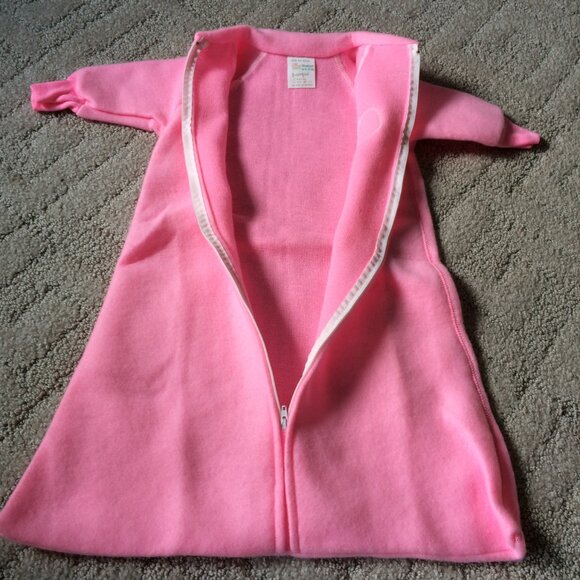 Vintage Pink Bunting Sleeper + Hat & Moccasins - Picture 3 of 13